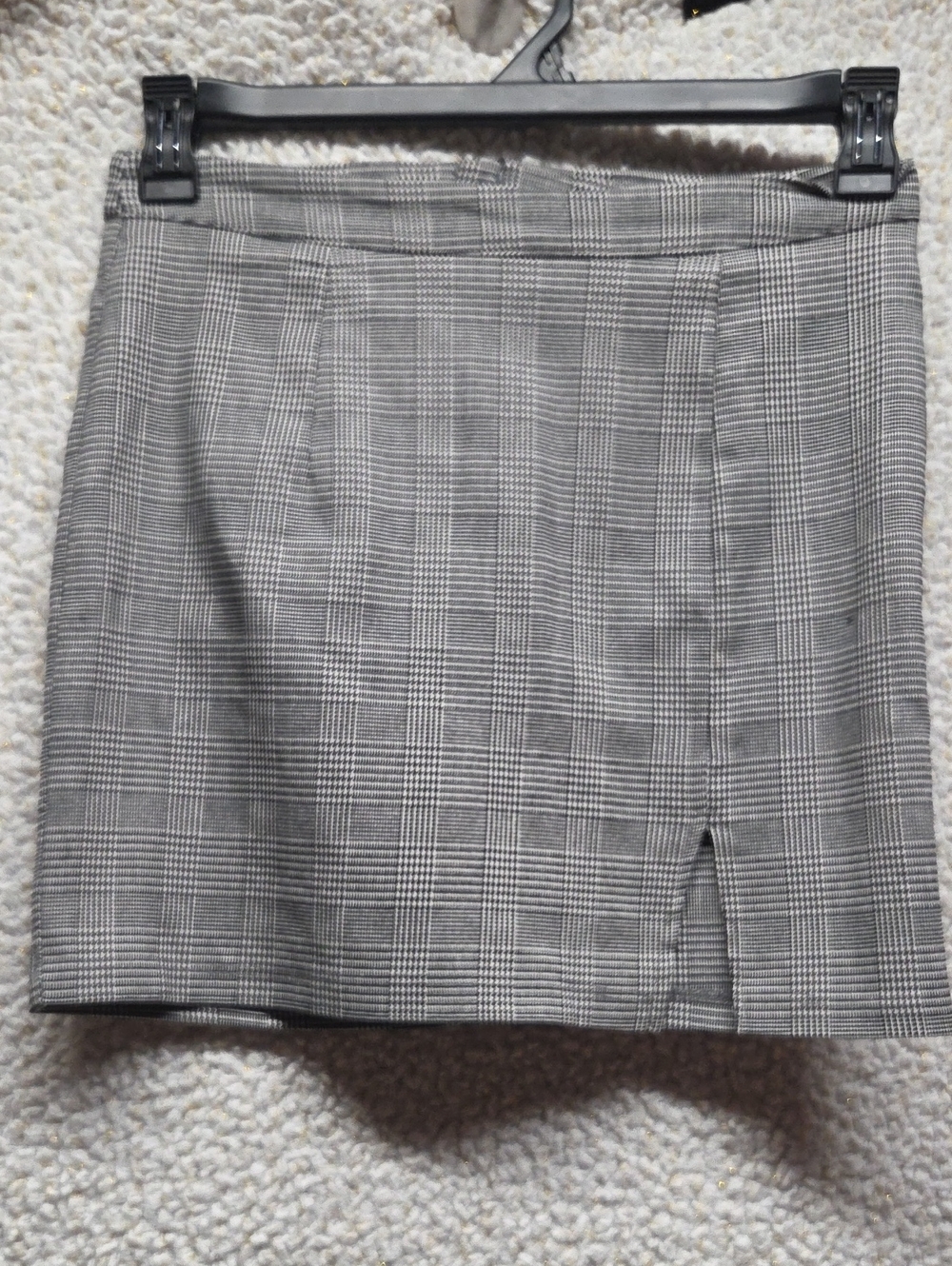 Garage Gray Plaid Mini Skirt with Front Slit 28" Waist